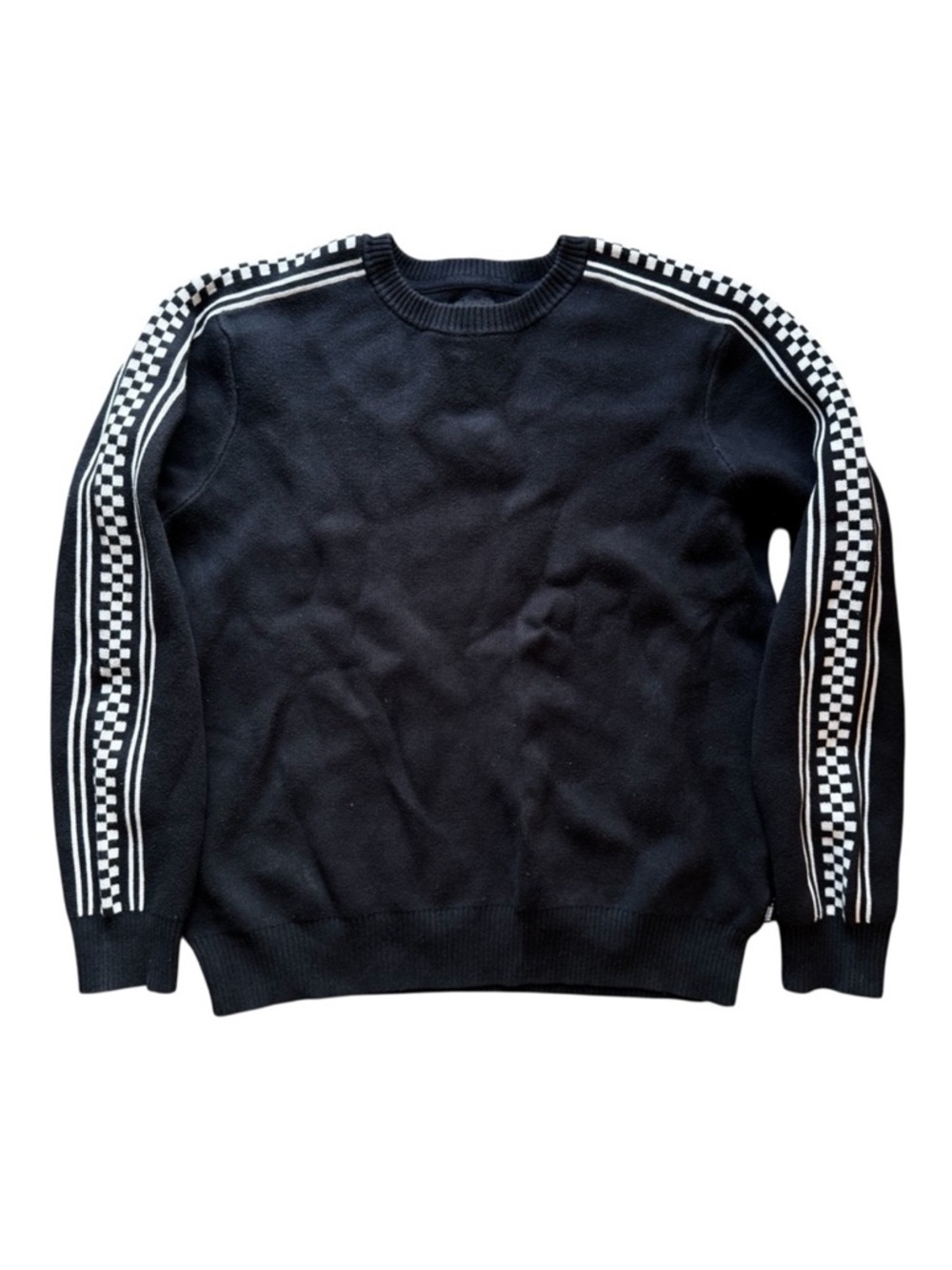 Vans Black Checker Stripe Crewneck Sweater Cotton Skate Streetwear Unisex Small